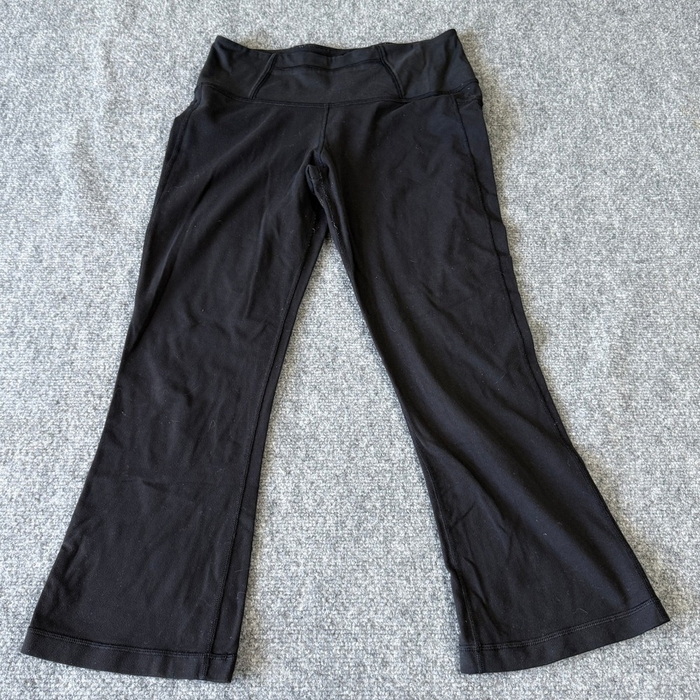 Lululemon Groove Crop Yoga Pants Black Flare Leg Size 6 W6935S